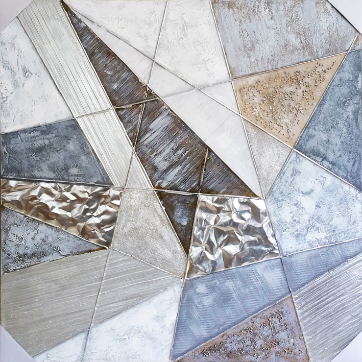 DY031 Wall décor art oil on canvas abstract blue silver grey tones